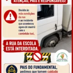 🚨 Rua de escola é interditada após incidente com caminhão baú 🚨